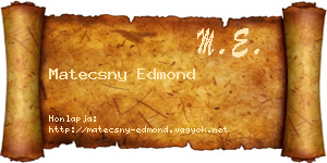 Matecsny Edmond névjegykártya